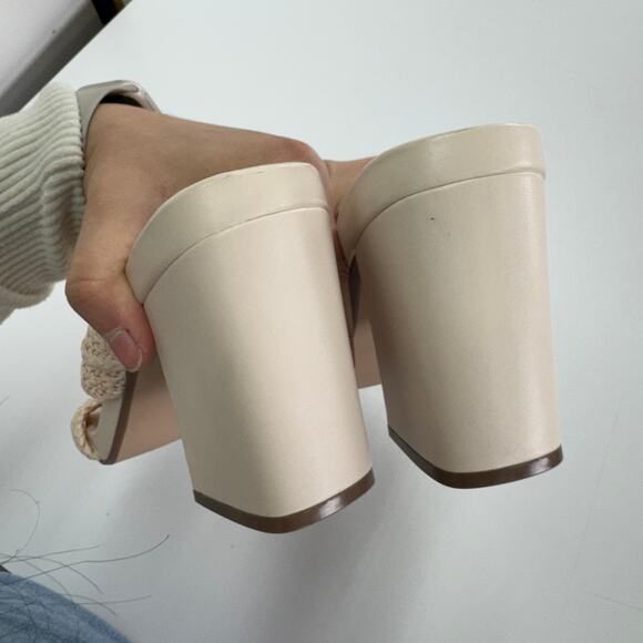 MIA Heels Womens 10 Cream Brenna Woven Block Open Toe Coastal - Picture 6 of 7